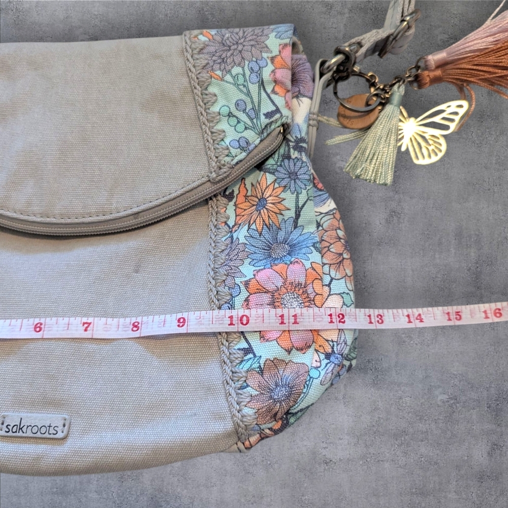Sakroots Beige Canvas Crossbody with Floral Accent - Picture 7 of 11